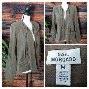 Gail Morgado Jacket M Vintage 90s Faux Suede Open Braid Tassel Olive US Made
